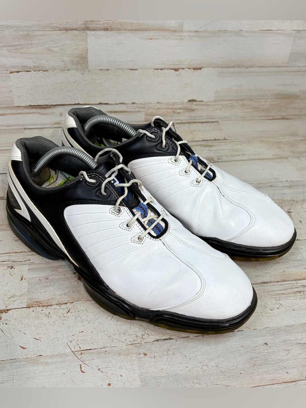 Footjoy FJ Sport Men’s 10.5 M White Black Blue Leather Golf Shoes 53139